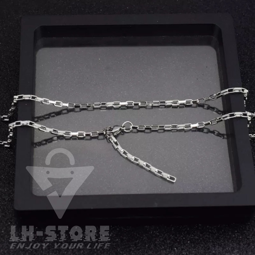 Kalung Titanium Pria/Wanita Berlapis Perak Rantai Persegi Gaya Korea Jungkook Hip-Hop Choker Terbaru Anti Karat Tidak Luntur