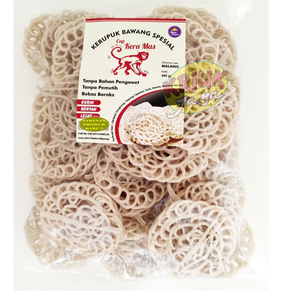 

Best ｀ KERUPUK ( Mentah ) BAWANG SPESIAL Cap KERA MAS 400 Gram ღ