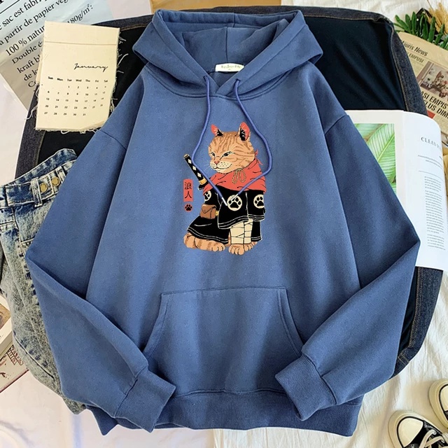 the Cat Samurai Sweater Hoodie Trendy II the Cat Samurai Jumper Hoodie II Sweter Oblong Topi Sz M - XL ( Pria &amp; Wanita / Anak &amp; Dewasa )