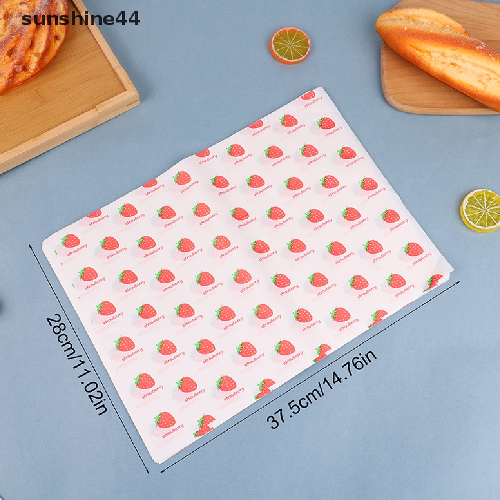 Sunshine 50Pcs Kertas Kemasan Makanan Sandwich Kertas Burger Tahan Minyak Baking Tray Paper.