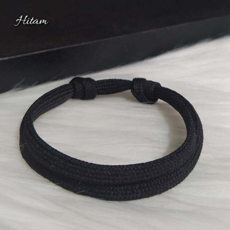 (PerGross) Gelang Simpel Pipih Polos Bahan Tali Prusik Isi 144pcs