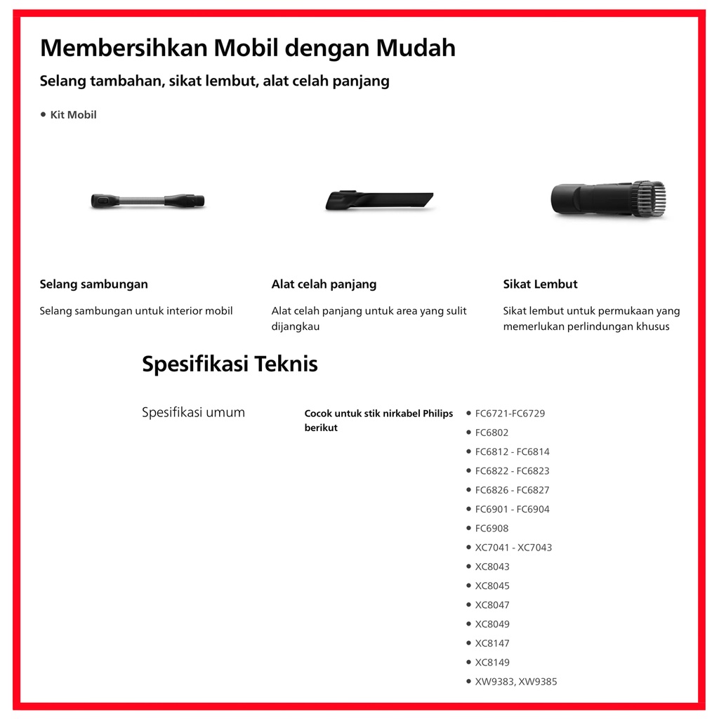 Philips FC8093/01 Accessories Vacuum FC 8093 Car Kit