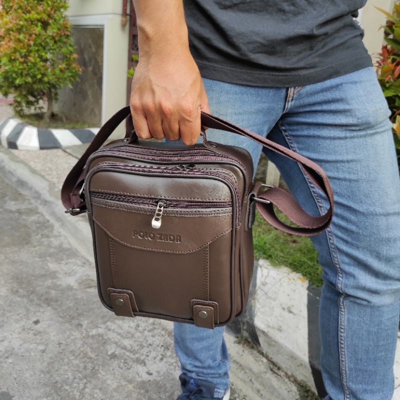 Tas Bahu Kantor Original Polozada PREMIUM | Slingbag Pria Kulit Sintetis Exclusive