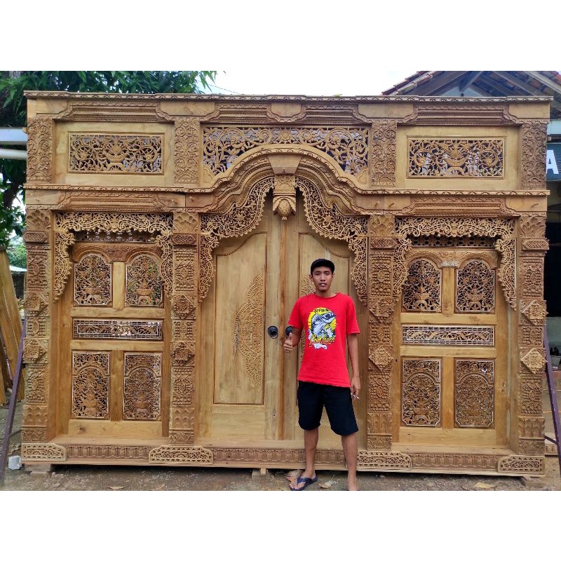 gebyok lebar 4 meter Soko jumbo bahan jati TPK perhutani berkualitas