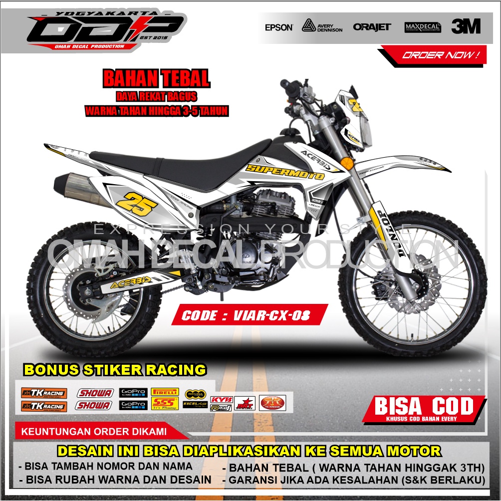 DECAL VIAR CROSS 250 FULL BODY STIKER DEKAL VIAR CROSS BANYAK PILIHAN WARNA MODEL TERBARU BISA RUQES