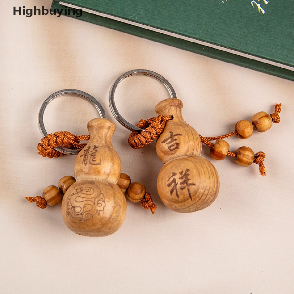 Hbid Gantungan Kunci Kayu Feng Shui Peach Liontin Labu Kayu Peach Gantungan Kunci Labu Kecil Chinese Zodiac Gourd Key Chain Car Key Ring Zodiac Auspicious Pendant Vintage Dekorasi Rumah Acce