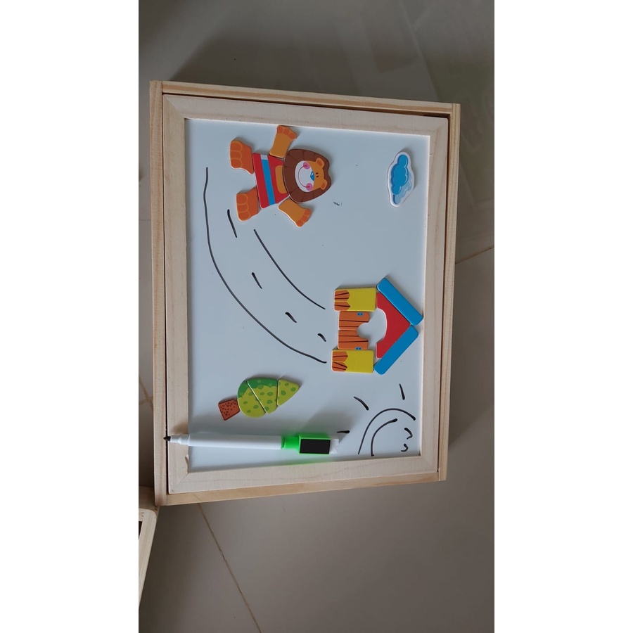 Puzzle Magnet Mainan Anak Puzzle Mainan Kayu Papan Tulis Edukatif