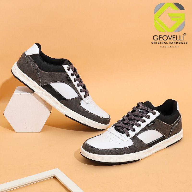 Sneakers Pria Sepatu Tali Pria Kasual Sepatu Putih Kombinasi Berkualitas Sneakers putih abu New Foot