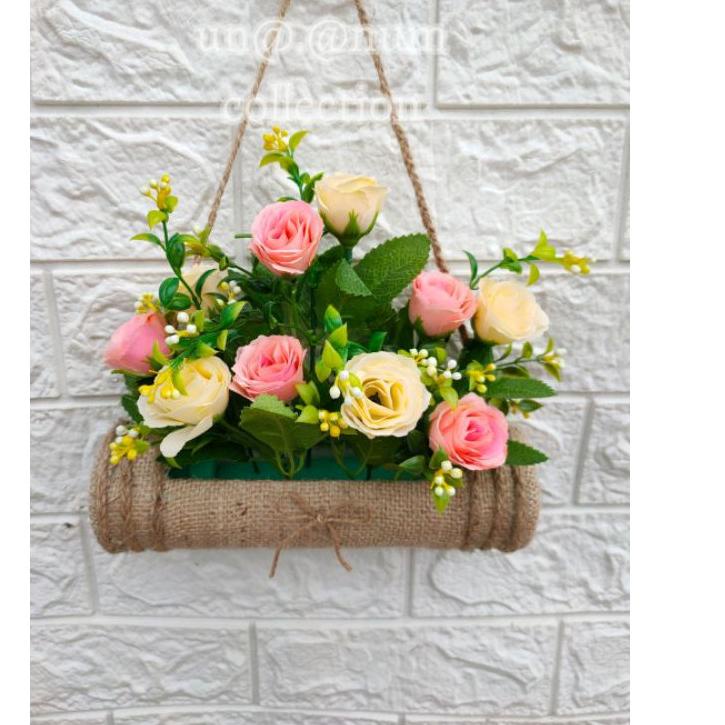 Depan bunga mawar rotus pot tali goni