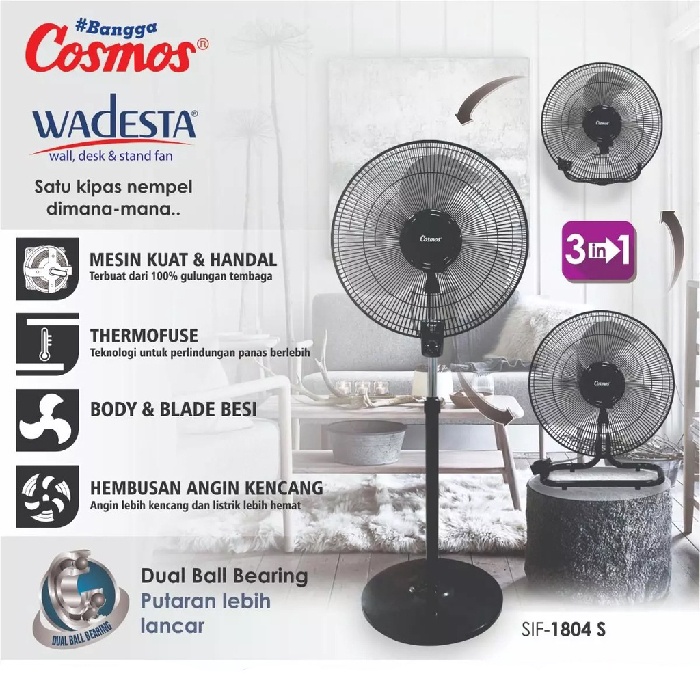 Kipas Angin Besi Cosmos SIF-1804 S Wadesta