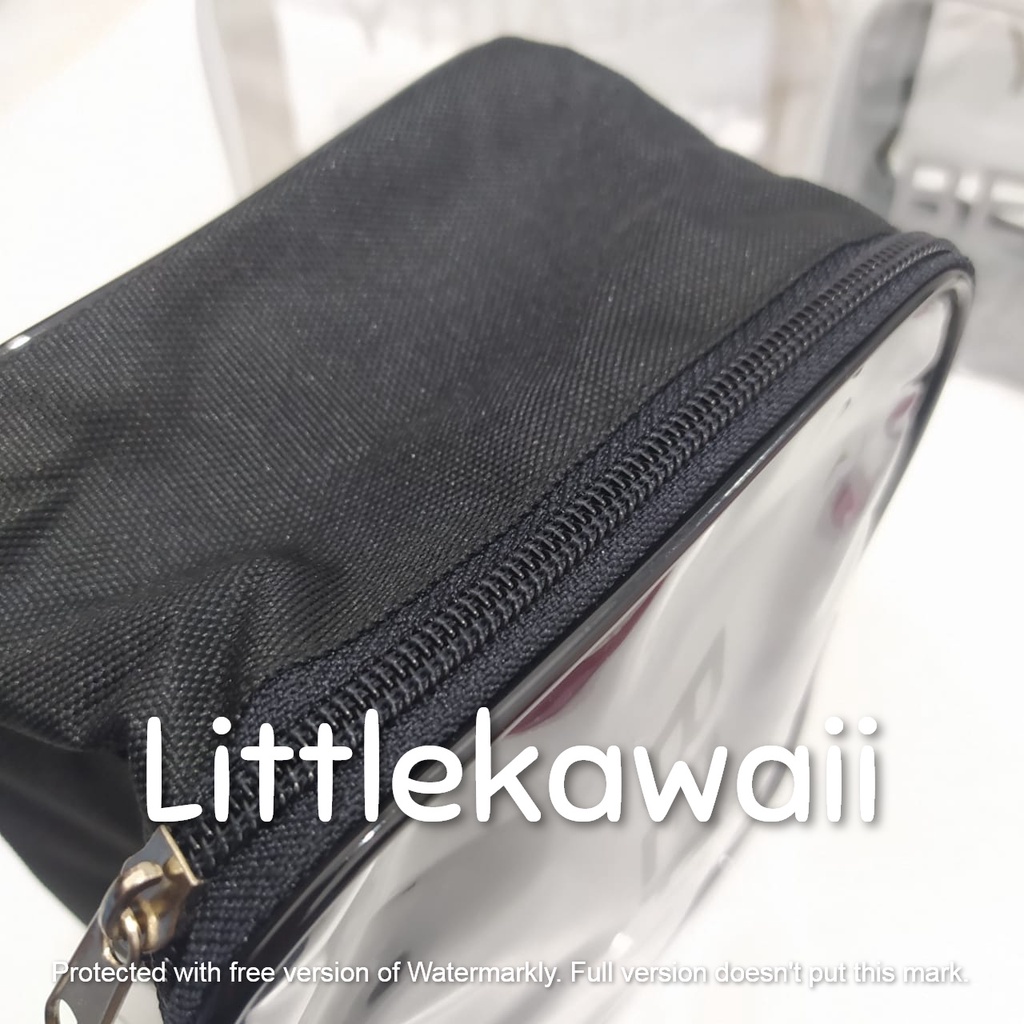 LK/Tas Pouch Mika Transparan Tulisan Quotes Travel Bag Make Up Kosmetik Serbaguna Persegi Kotak Tenteng Atas Wanita Remaja