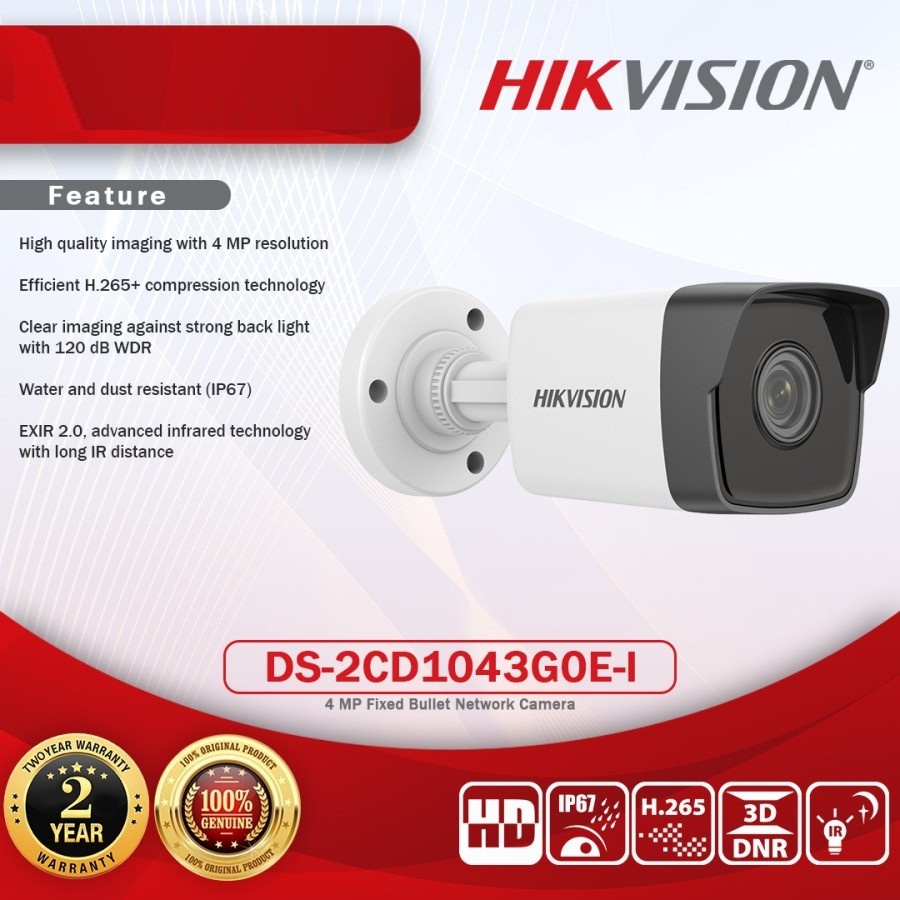Jual IP CAMERA HIKVISION 4MP OUTDOOR DS2CD1043G0EI AGENCCTV