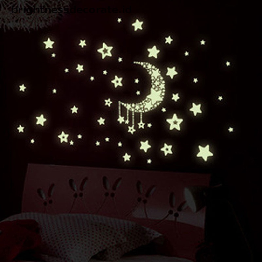 [Birth] Bintang Bulan glow in the dark Bercahaya Langit-Langit Dinding ers Kamar Tidur Anak decal [ID]