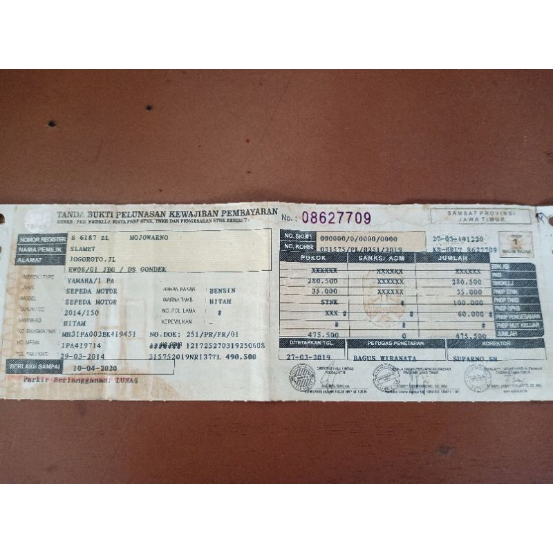 SURAT STNK PAJAK VIXION