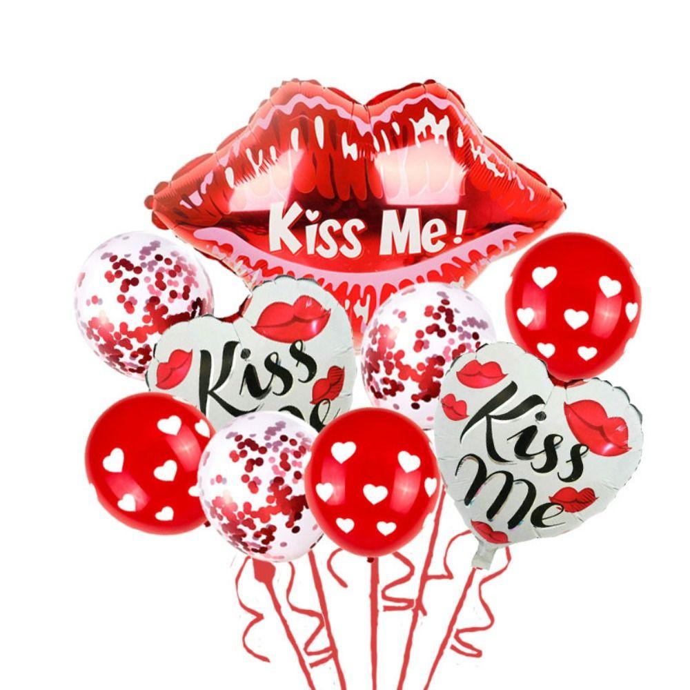 Nanas Merah Hati Love Anniversary Ulang Tahun Kiss Me Wedding Mariage Kiss Lips Ballons I Love You Valentine Day