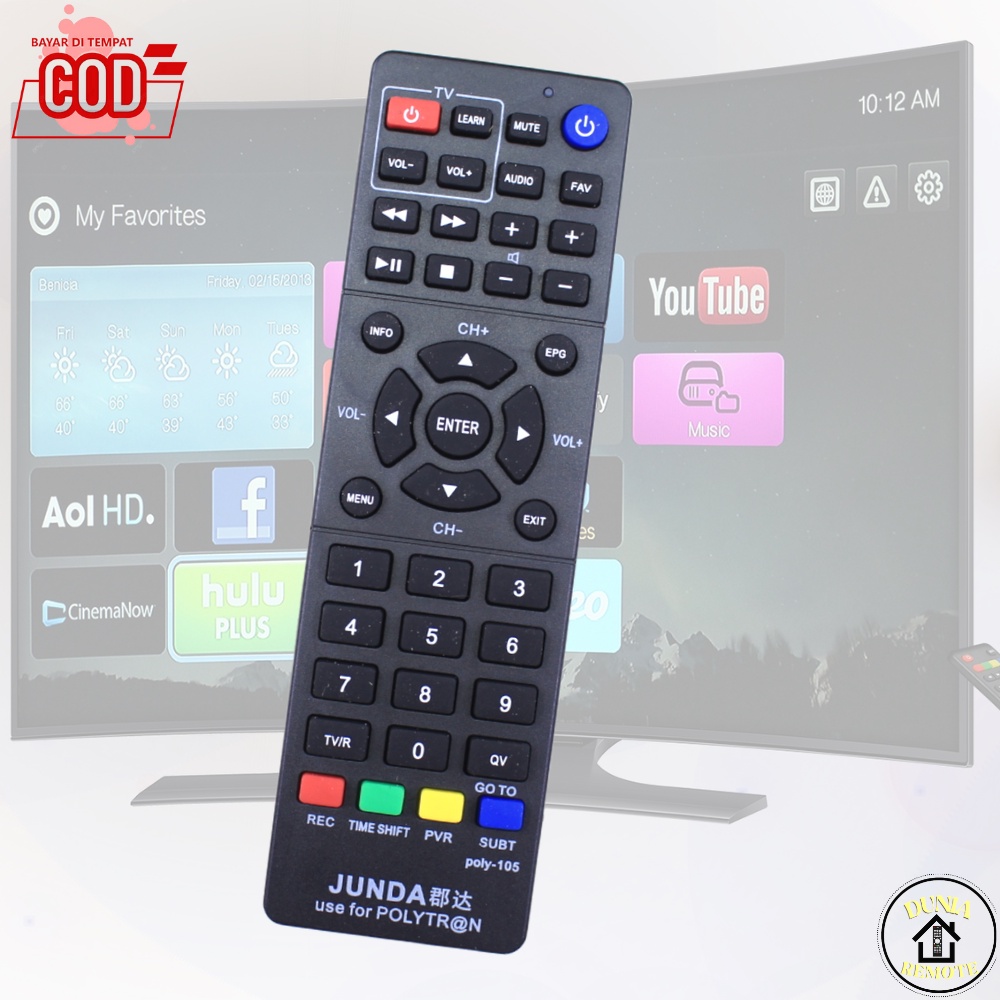 Remote Set Top Box Polytron PDV 600 T2 POLY-105 STB DVB T2 PDV 500 PDV 620 tanpa setting