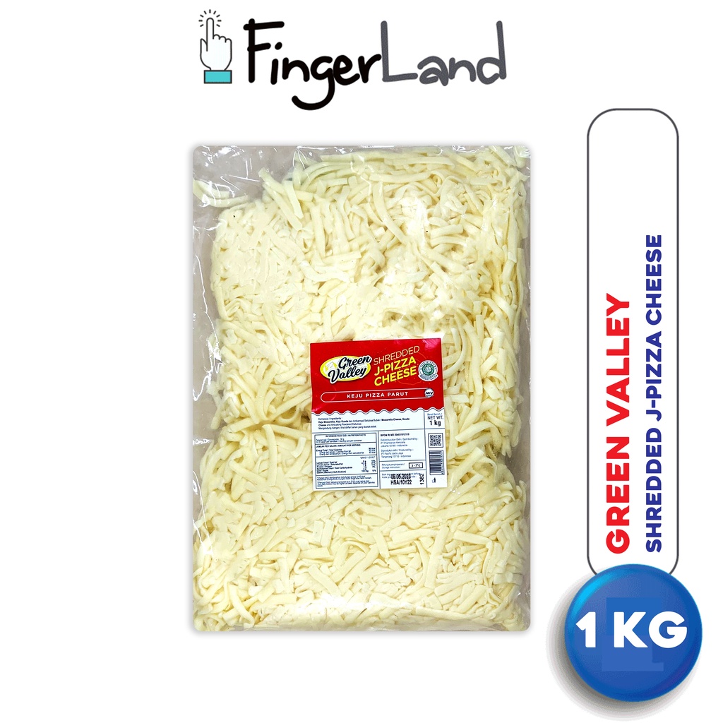 

GREEN VALLEY Shredded J-Pizza Cheese 1 KG Keju Mozzarella Parut