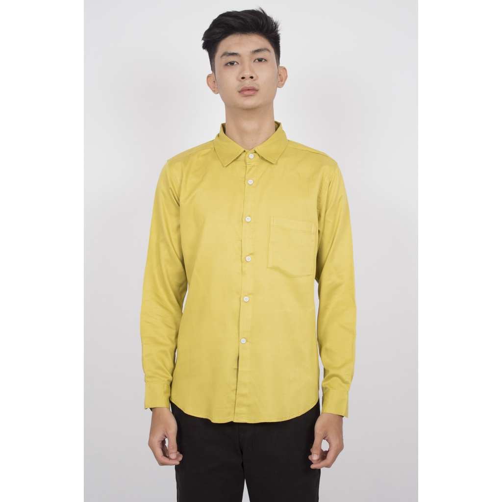 HIPNOP MOSCO Lemon Kemeja Polos Pria Lengan Panjang Formal