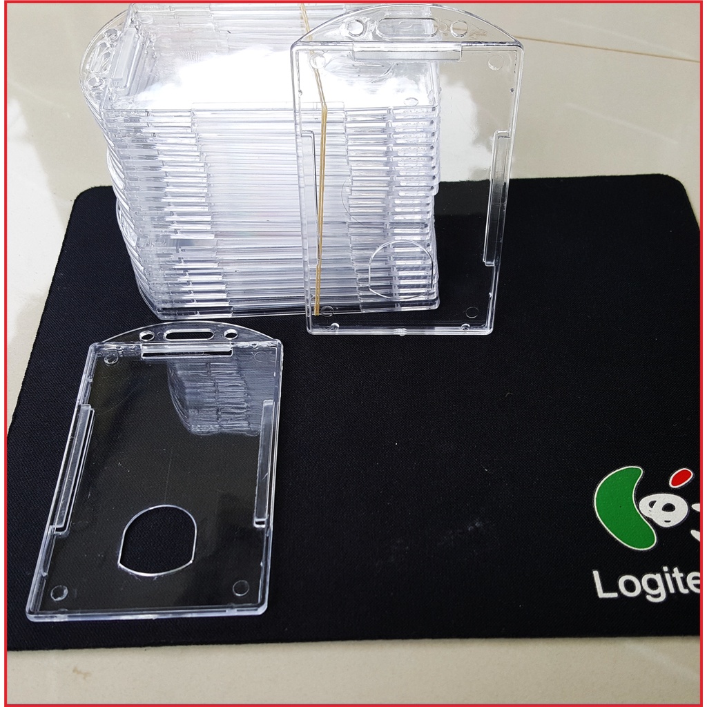 

card holder akrilik wadah id idcard transparan bening kaca frame kartu idcard tanda pengenal