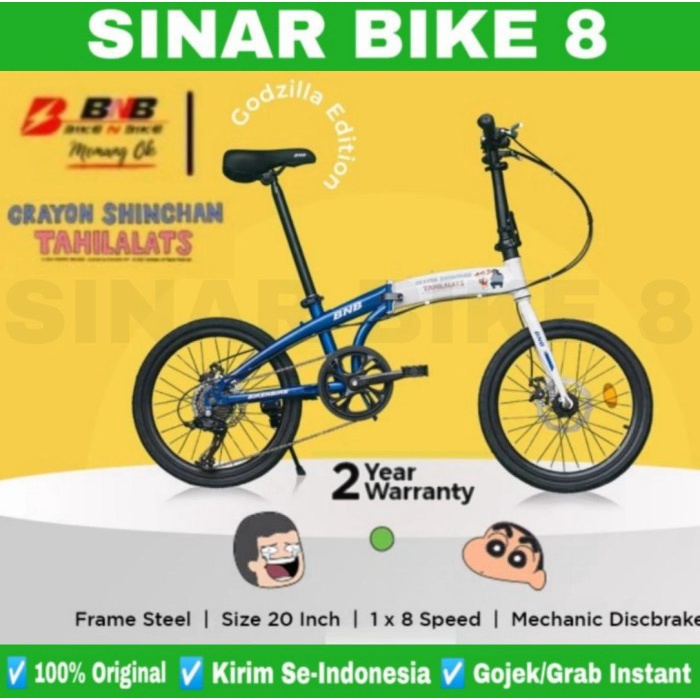 Sepeda Lipat Ukuran 20 Inch BNB GODZILLA - Shinchan x Tahilalats