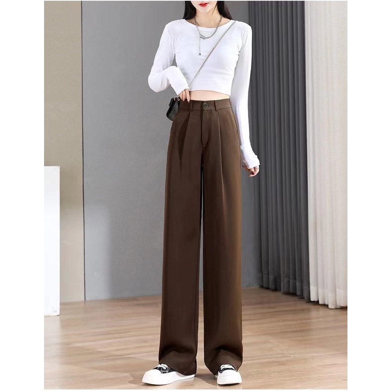 Coklat Highwaist Celana Kulot Wanita Loose Korea Style