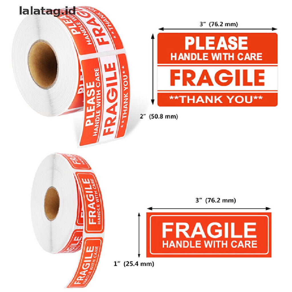 [lalatag] 1000pcs Stiker Fragile Dan Pegangan Dengan Perawatan Untuk Pengiriman Mailing Handle Sticker [ID]