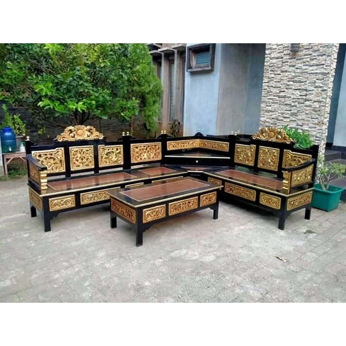 Kursi tamu sudut ukiran kursi tamu jati mentahan mebel Jepara