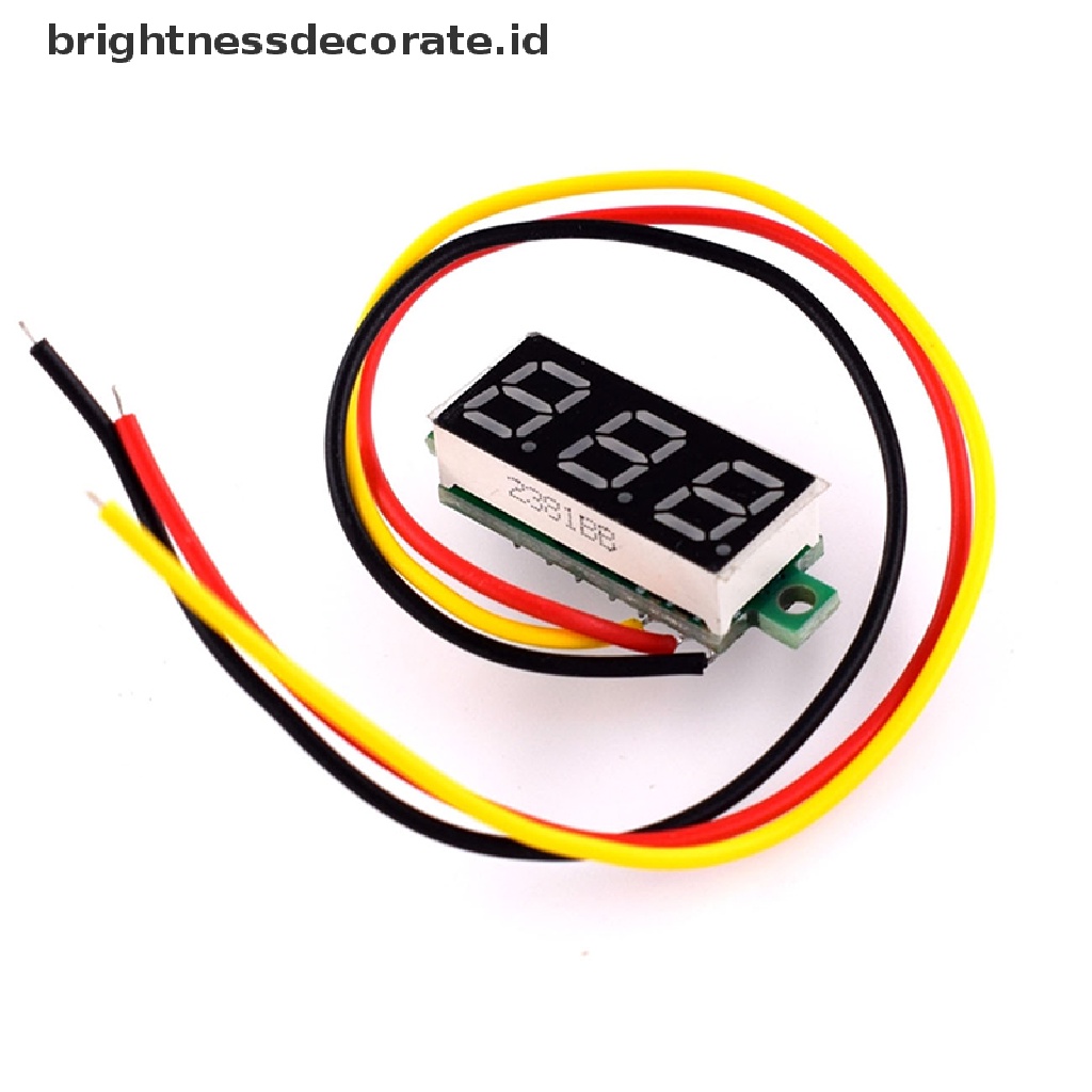 [Birth] Ultra Small Green Digital DC 0.28 Inch Ultra Small Digital DC Voltage Meter LED Voltage Display Tampilan Digital Dapat Disesuaikan Tiga Kabel DC0-100 V Voltmeter [ID]