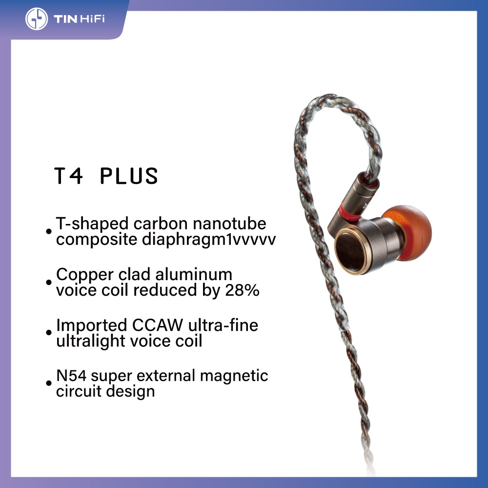 Tinhifi T4 PLUS Stasiun Luar Angkasa Hifi Earphone Karbon Komposit Diafragma Dinamic In Ear Earphone Dengan 0.78 2pin IEM Headphone