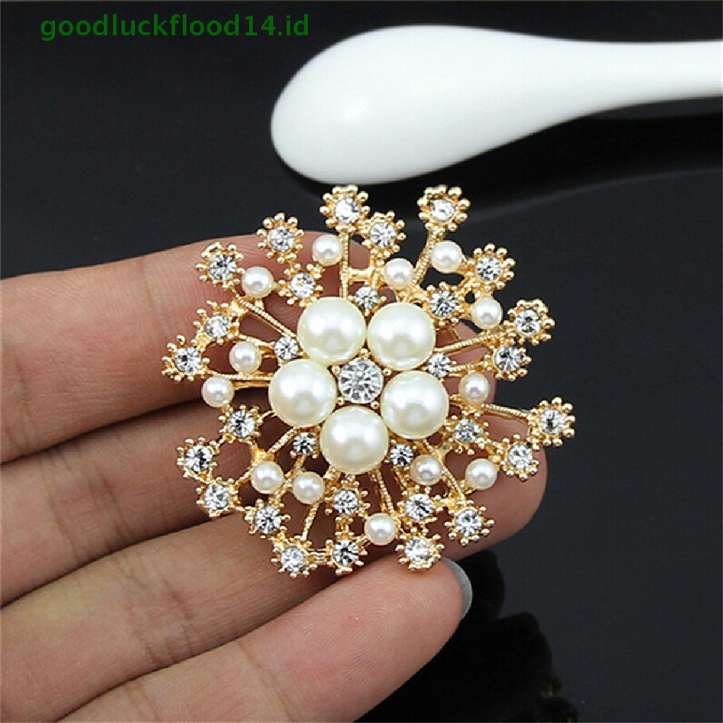 [GOOGFOUR] Hot Pearl Rhinestone Crystal Vintage Flower Brooch Pin Bros Untuk Hadiah Wanita [TOP]