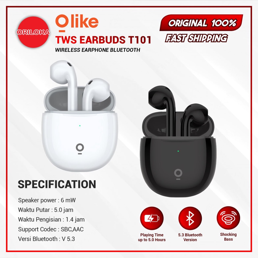 Olike T101 Wireless Earphone Bluetooth TWS - Garansi Resmi Olike