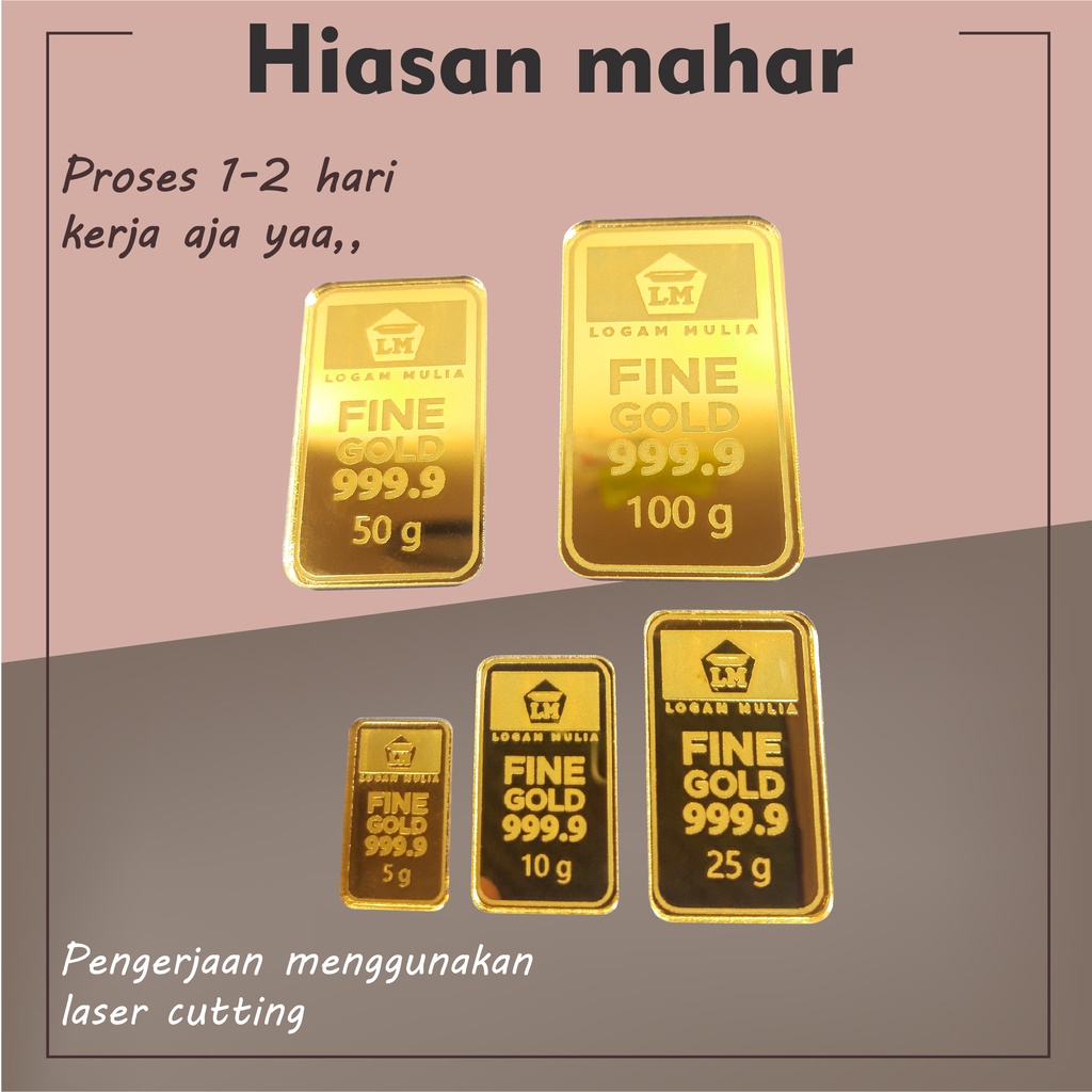 Replika Emas Batangan Replika Logam Mulia Replika Emas Antam Akrilik Gold | Hiasan Mahar Akrilik