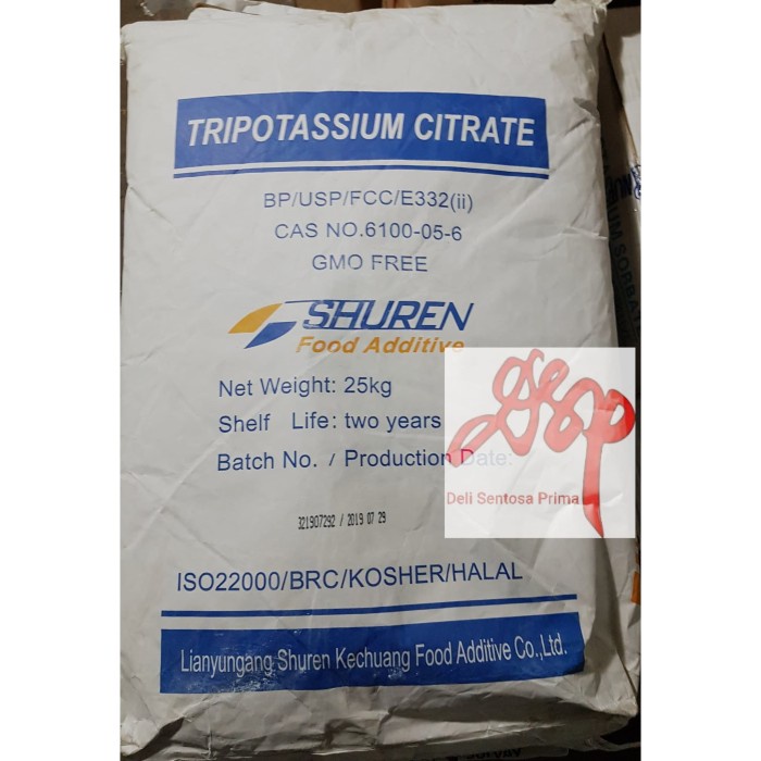 

TRIPOTASSIUM CITRATE SHUREN EX. RRT 1 KG