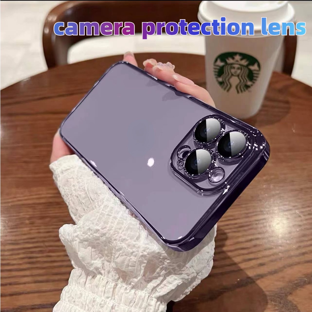 Camera Protection Lens for iphone 14 pro max 14 plus Purple Clarity 11 13 12 pro max Luxury aesthetic Fully enclosed shockproof TPU protected phone case