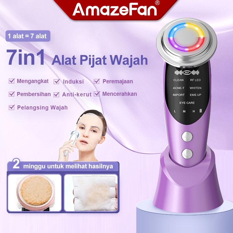 AmazeFan 7in1Alat Setrika V Shape Thin Face Lifting Wajah Pemijat Pemutih Wajah Facial Anti Aging Sheet Masker Perawatan detox pijit elektrik roller Massager komedo Mesin rf Anti-wrinkle Pengencang Uap tirus galvanic Wajah topeng spa Perangkat Kecantikan