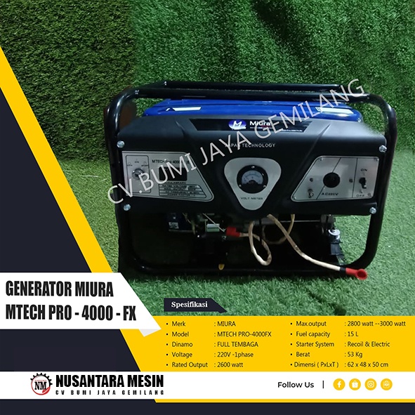 MESIN GENSET / GENERATOR SET MIURA MTECH PRO 4000 FX