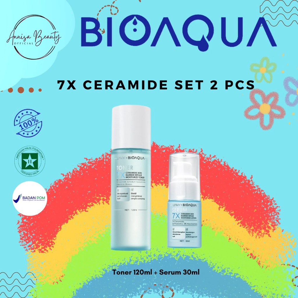 【BPOM】【100% ORI】BIOAQUA 7X Ceramide Skincare Paket Repair Barrier Set With Moisturizer Cream/Hydrating Toner/Serum Wajah/Gentle Cleanser