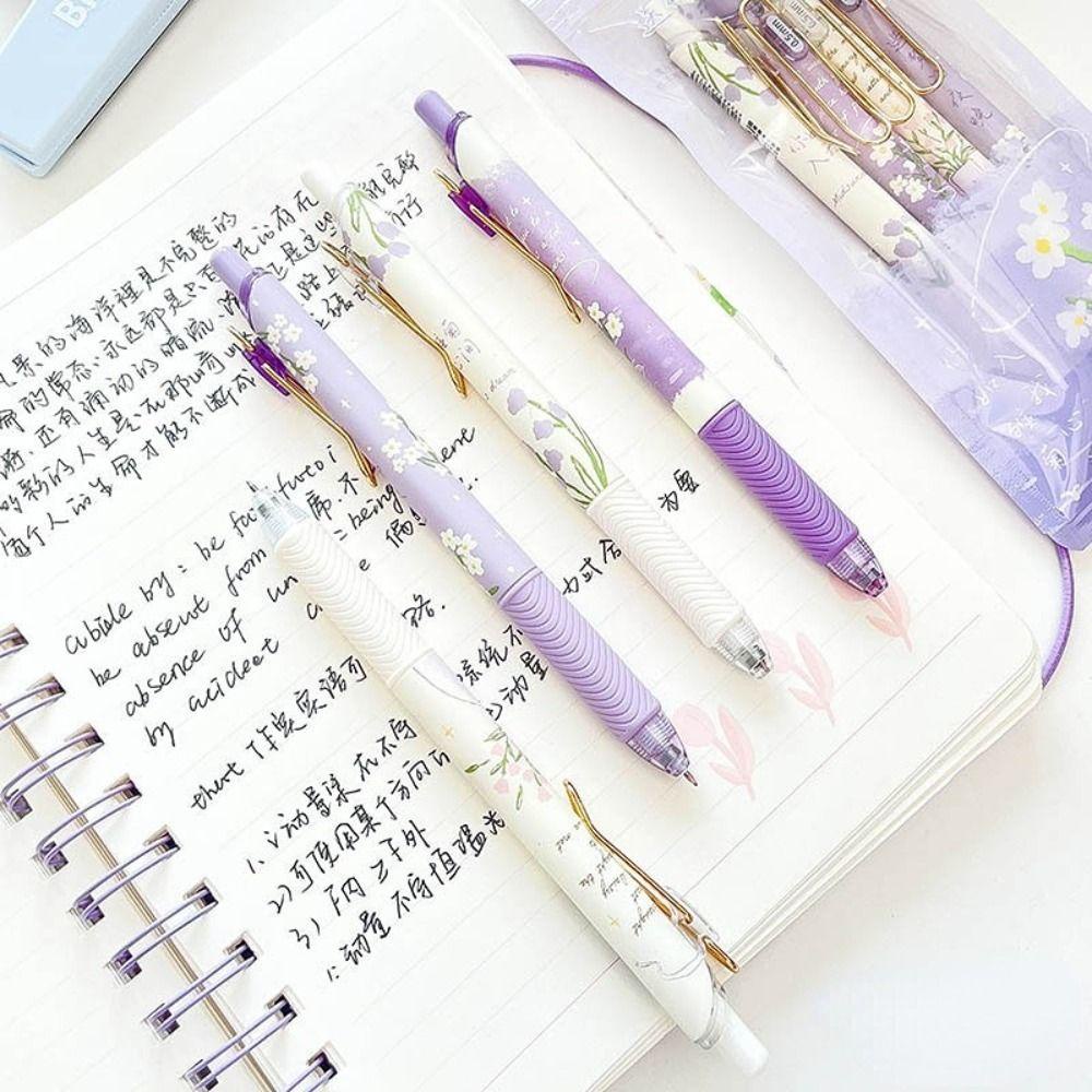 Mxbeauty Little Daisy Gel Pen Set Tinta Hitam 0.5mm Fresh Flower Siswa Alat Tulis Pena Netral Cepat Kering