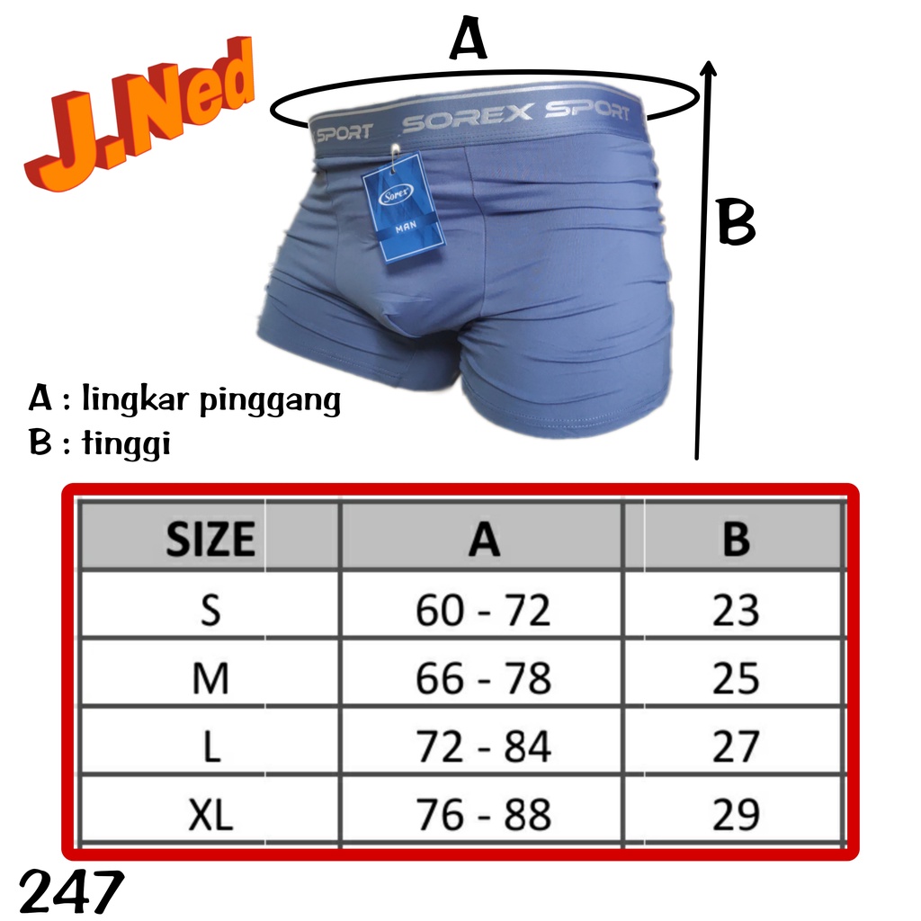 J247D - CELANA DALAM BOXER PRIA SOREX SIZE S - XL  PER BOX ISI 2 PCS