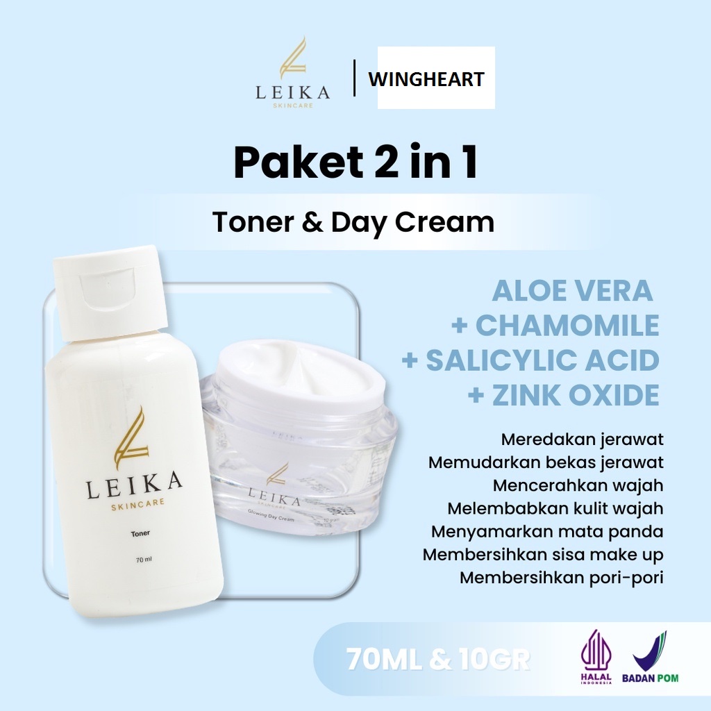 Leika Skincare 2 in 1 Glowing Day Cream & Toner Leika Skin Care Resmi BPOM