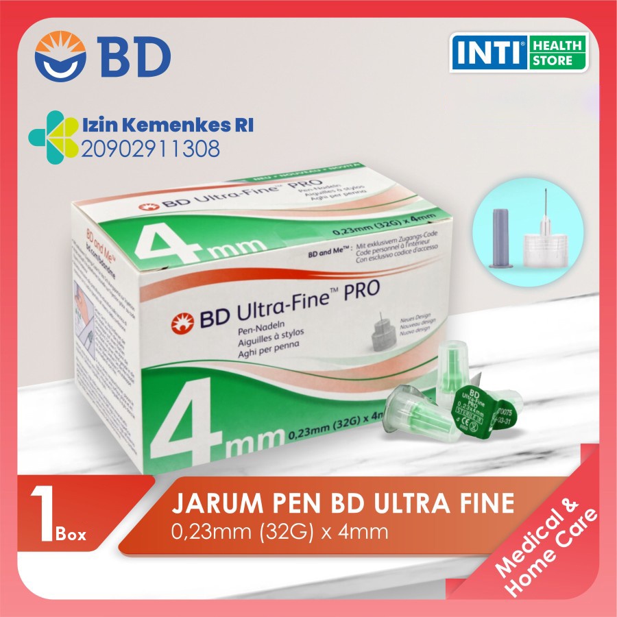 BD | Ultra-Fine Pen Needles | Jarum Insulin 4mm (0,23mm (32G) x 4mm) Box