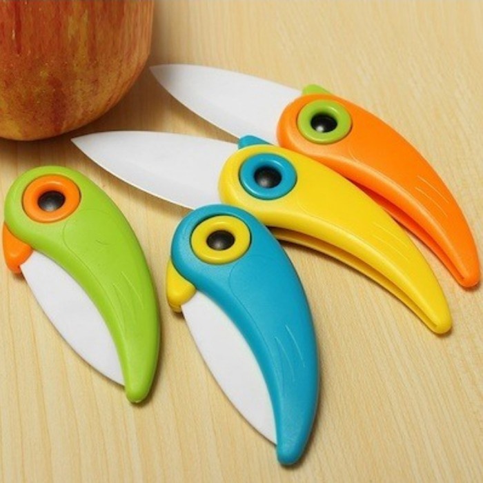 [Pisau Dapur] Pisau Lipat Keramik Burung Pisau Kecil Traveling Buah Sayur Souvenir [Knife]