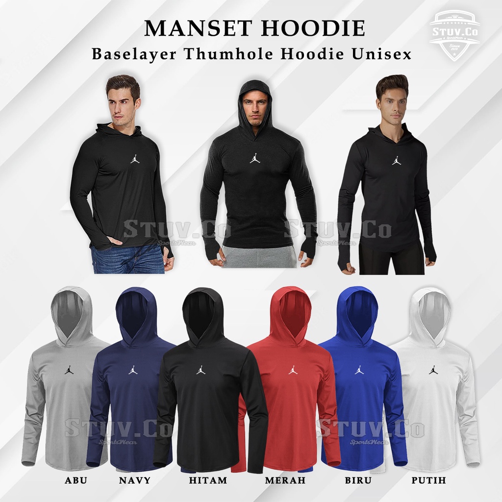 MANSET PRIA BASELAYER HOODIE LENGAN PANJANG OLAHRAGA GYM FITNESS FUTSAL SEPAKBOLA 6 WARNA