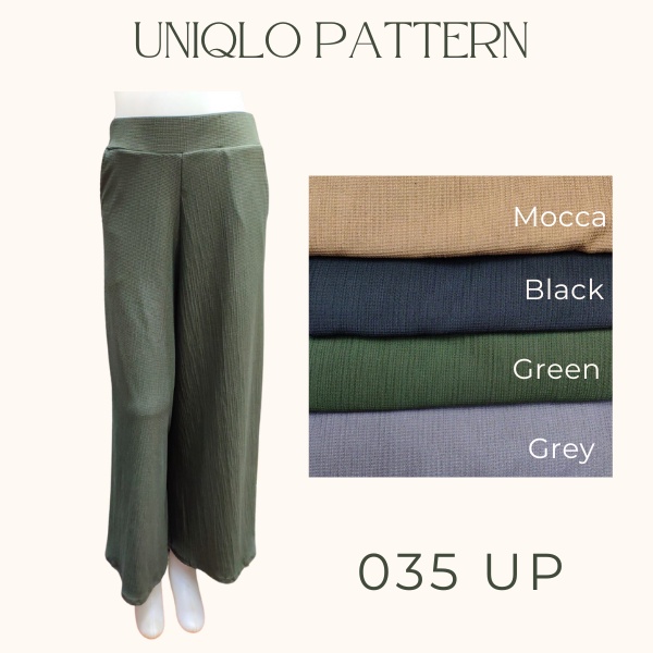 Celana Kulot Panjang Jumbo Bahan Uniqlo Pattern All Size - Queens Fashion