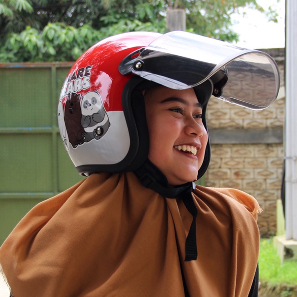 Helm Bogo Retro Motif The Bear Bears / Helm Pria Dan Wanita Dewasa SNI / Helm Murah Premium COD