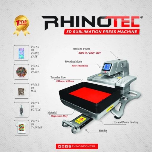 MESIN PRESS VACUM SUBLIMASI 3D MULTIFUNGSI RHINOTEC