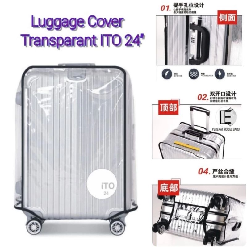 Luggage Cover Transparant ITO 20 22 24 26 28 inch / Pelindung Koper Transparan semua ukuran