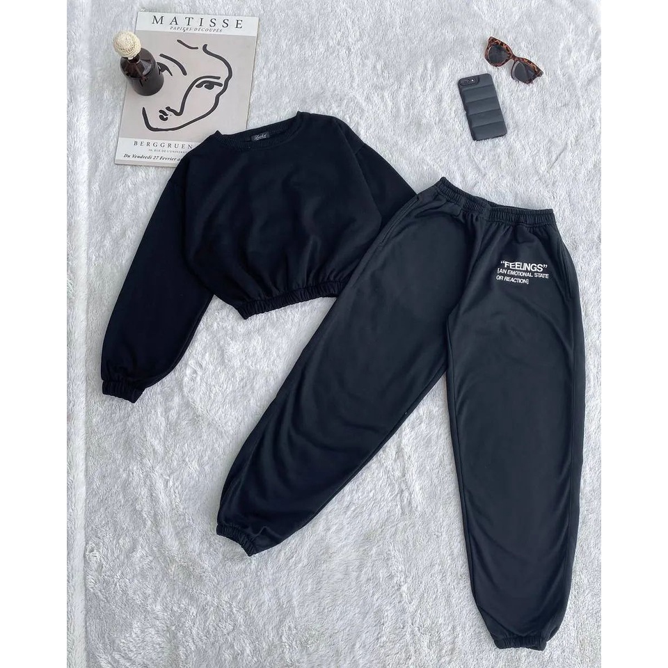 FEEL ONE SET SETELAN WANITA ONESET VIRAL FLEECE PREMIUM