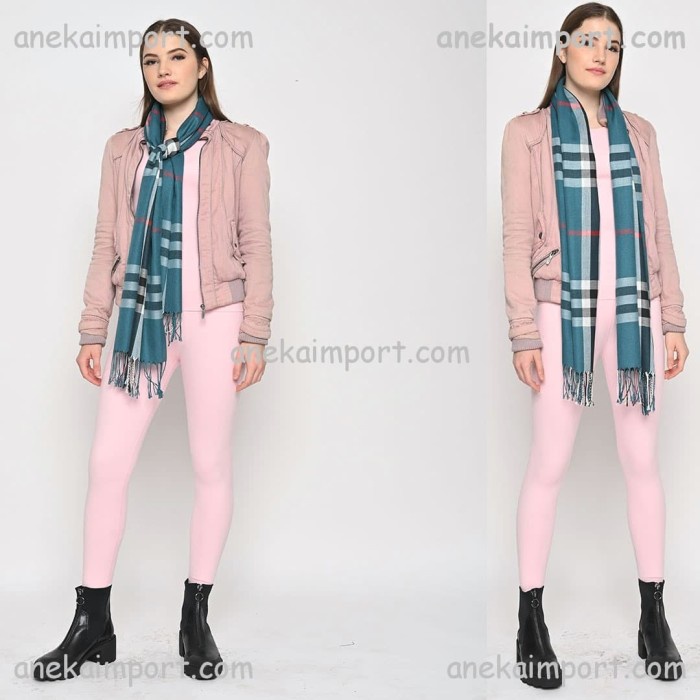 S18 Syal Winter, scarf shawl pashmina , Syal perlengkapan Musim Dingin - Merah Muda