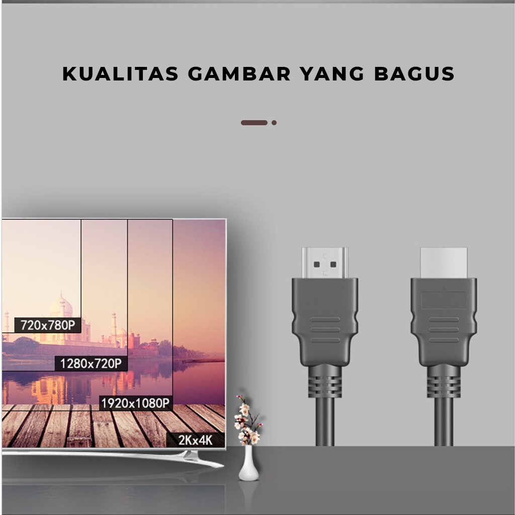 Kabel HDMI To HDMI Polos 1,5Meter Cable Male To Male STB Ke TV Kabel Proyektor Multimedia 1,5M Hdmi To Hdmi Untuk Laptop Komputer PC | GROSIRXPRESS